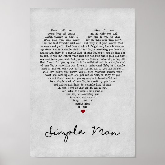 Poster Simple Homme Grey Coeur Chanson Lyrique Mur Art Im (Devant)