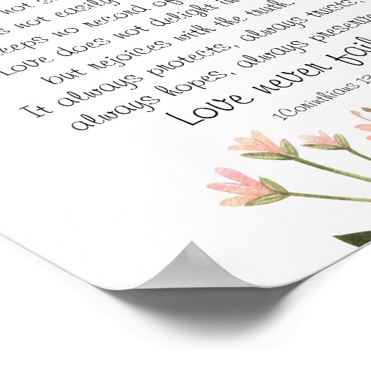 Poster Simple Jolie Fleurs Roses Mariage chrétien (Coin)