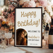 Poster Simple Joyeux anniversaire 30e Photo Gold Welcome