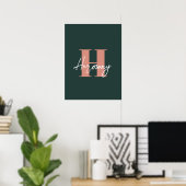 Poster Simple Letter Initial Monogram | dark teal (Bureau à domicile)