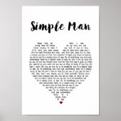 Poster Simple Man Heart Chanson Lyrique Wall Art Imprimer (Devant)
