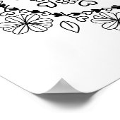Poster Simple mandala floral noir sur fond blanc (Coin)