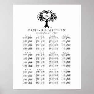 Poster Simple Mariage de l'arbre cardiaque du Monogramme 