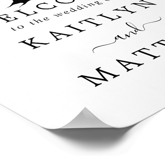 Poster Simple Mariage de l'arbre cardiaque du Monogramme  (Coin)