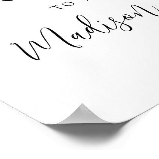 Poster Simple Mariage Écriture Noire de Bienvenue (Coin)