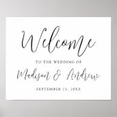 Poster Simple Mariage Écriture Noire de Bienvenue (Devant)