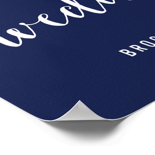 Poster Simple Marine Bleu Mariage Accueil Signal Imprimer (Coin)