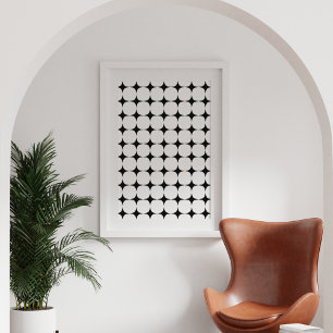 Poster Simple Mid Century Modern Black and White Pattern