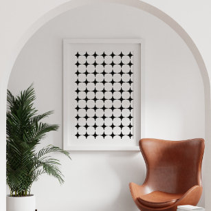 Poster Simple Mid Century Modern Black and White Pattern