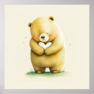 Poster Simple mignonne ours triste tenant une oeuvre card