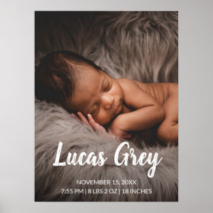 Poster Simple mignonne statistiques de naissance Photo Ba