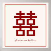 Poster Simple Minimalist Double Happiness Mariage Chinois (Devant)