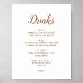 Poster Simple Minimalist|Gold Mariage Boissons Menu Signe (Devant)