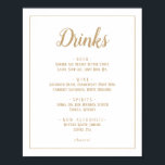 Poster Simple Minimalist|Mariage Gold Drame Menu Frame<br><div class="desc">Ce panneau simple minimaliste|or mariage boissons menu cadre est parfait pour un mariage élégant. Le design classique est composé d'un cadre de bordure de base et d'une typographie dorée et blanche,  avec un look minimaliste et moderne. QSD117</div>