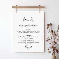 Simple minimaliste Mariage Boissons Menu Signer