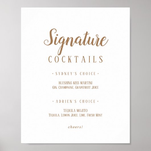 Poster Simple Minimaliste|Signature or Cocktails Signal (Devant)