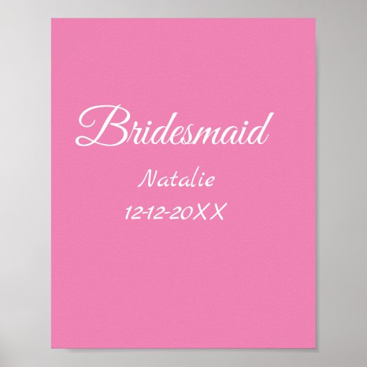 Poster Simple minimum rose bridesmaid ajouter le nom de l (Devant)