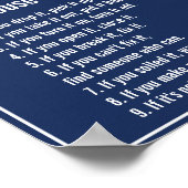 Poster Simple Modèle de règles de famille bleu foncé et b (Coin)