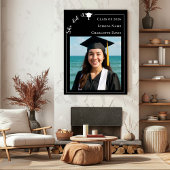 Poster Simple modern photo black Graduation Party welcome