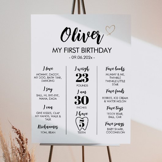 Poster Simple moderne 1er signe marquant de l'anniversair