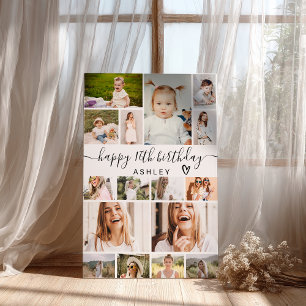 Poster Simple moderne Anniversaire 16 Grille photo Collag
