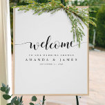 Poster Simple moderne Black White Couple's Shower Bienven<br><div class="desc">Nous avons donné à cette affiche d'accueil simple et animée pour couple un modèle de panache avec "Welcome" dans une police moderne fluide. Nous aimons les fleurs stylisées et allongées aux deux extrémités du mot. Ceci et l'autre texte est noir. Utilisez les outils d'édition intuitifs pour le personnaliser et le...</div>
