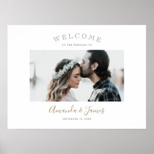 Poster Simple Moderne Écriture Dorée Photo Mariage Bienve