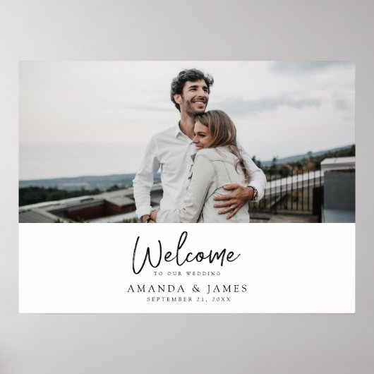 Poster Simple Moderne Écriture Noire Photo de Mariage de (Devant)
