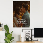 Poster Simple Moderne Élégant Photo Mariage Panneau de Bi (Bureau à domicile)