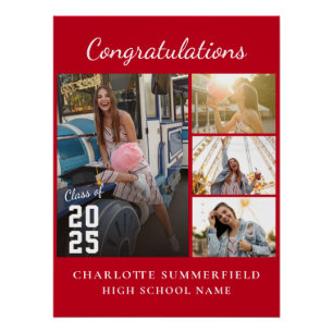 Poster Simple Moderne Graduation 2025 Collage photo