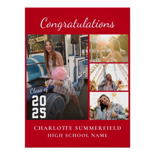 Poster Simple Moderne Graduation 2025 Collage photo (Devant)