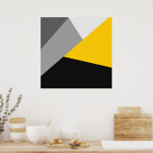 Poster Simple moderne gris jaune et noir Geo (Cuisine)