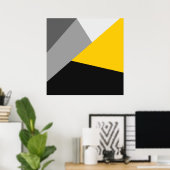 Poster Simple moderne gris jaune et noir Geo (Bureau à domicile)