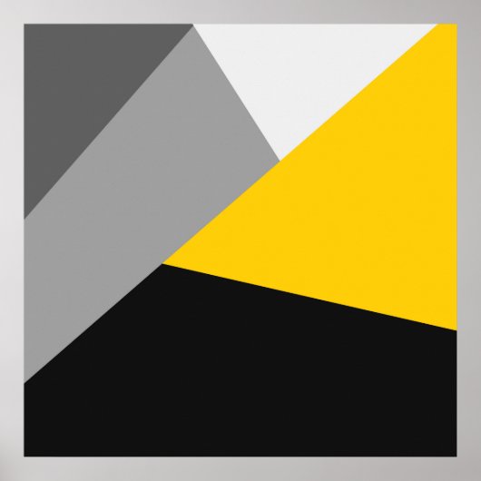 Poster Simple moderne gris jaune et noir Geo (Devant)