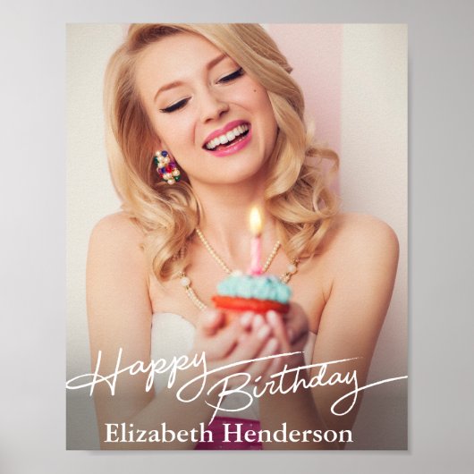 Poster Simple Moderne Joyeux Anniversaire Photo (Devant)