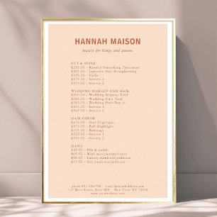 Poster Simple moderne, Professionnel, Salon, Tarifs