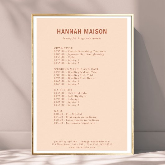 Poster Simple moderne, Professionnel, Salon, Tarifs