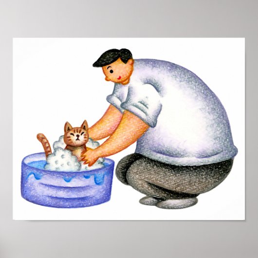 Poster Simple moment de bonheur dans le bain. (Devant)