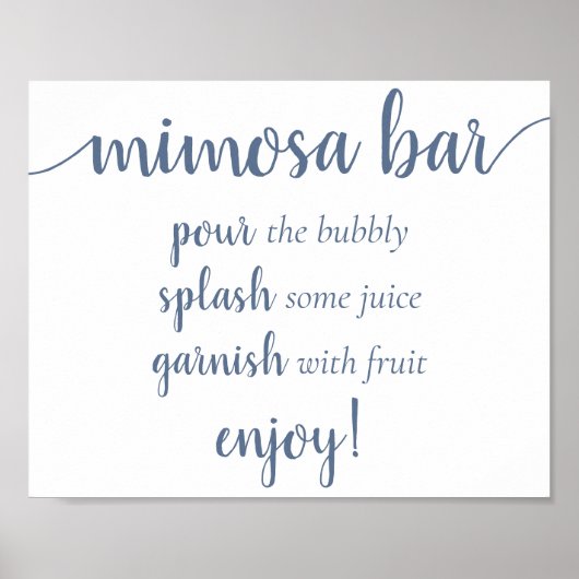 Poster Simple Momosa Bar | Dusty Blue Any Event Sign (Devant)