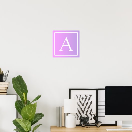 Poster Simple Monogram | Subtle Pink/Purple Ombre (Bureau à domicile)