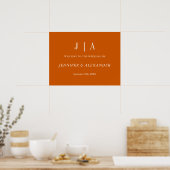 Poster Simple Monogramme Couple Nom Brûlé Orange Et Blanc (Cuisine)
