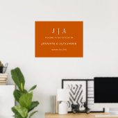 Poster Simple Monogramme Couple Nom Brûlé Orange Et Blanc (Bureau à domicile)