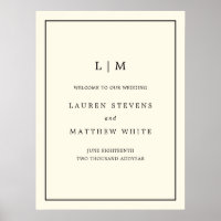 Simple Monogramme Ivoire Élégant Bienvenue Mariage