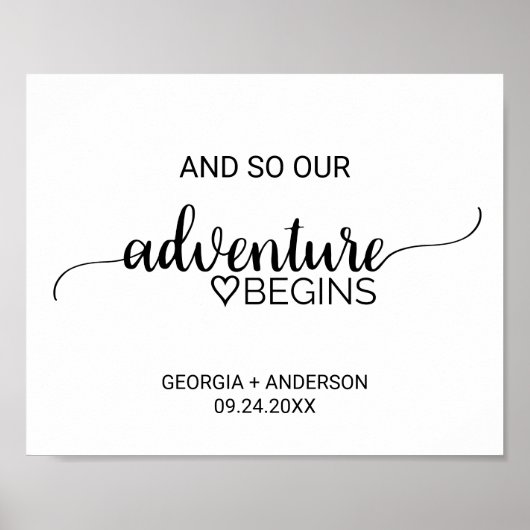 Poster Simple Noir Calligraphie Aventure Commence Signer (Devant)