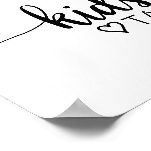 Poster Simple Noir Calligraphie Enfants Panneau de table (Coin)