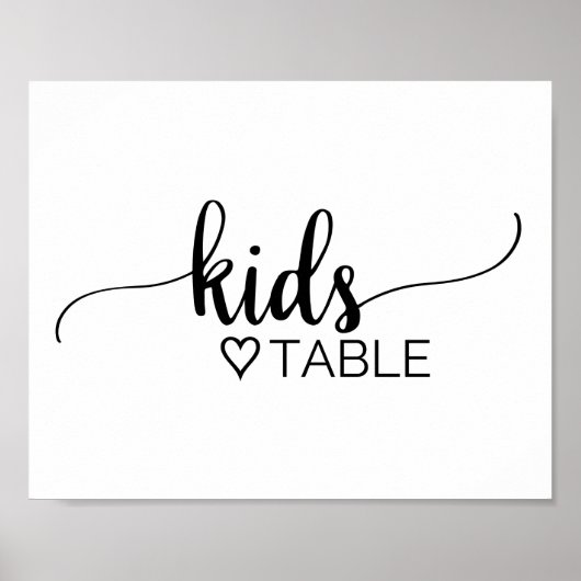 Poster Simple Noir Calligraphie Enfants Panneau de table (Devant)