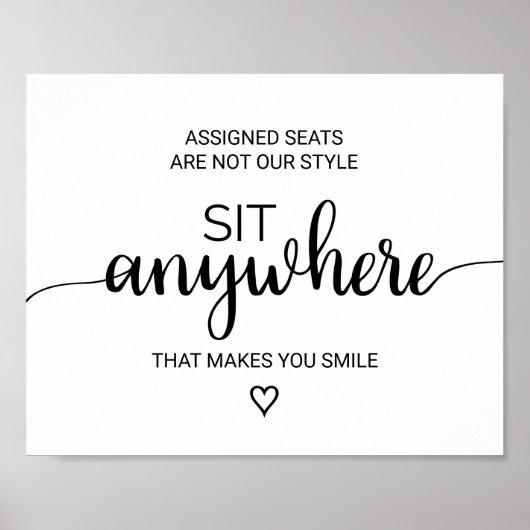 Poster Simple Noir Calligraphie Sit Anywhere (Devant)