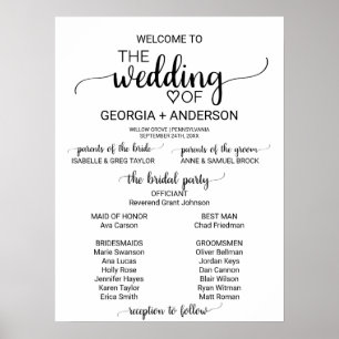 Poster Simple Noir Calligraphy Wedding Programme
