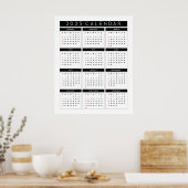 Poster Simple noir et blanc Calendrier 2025 (Cuisine)