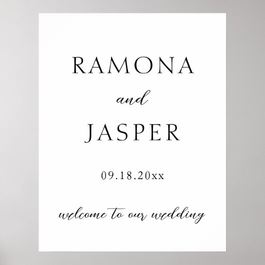 Poster Simple noir et blanc Gras Mariage moderne (Devant)